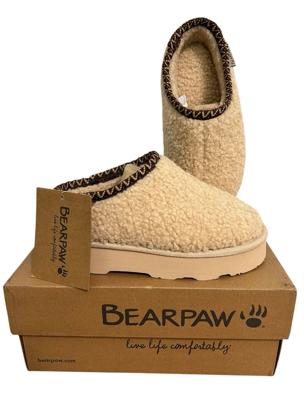 BearPaw Kids Sherpa Slip-On Clog Size 1 Bearpaw Kids Snuggle Martis Cream- New
